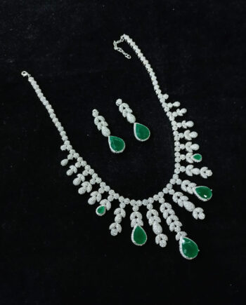 AD Necklace Set with Emerald stones