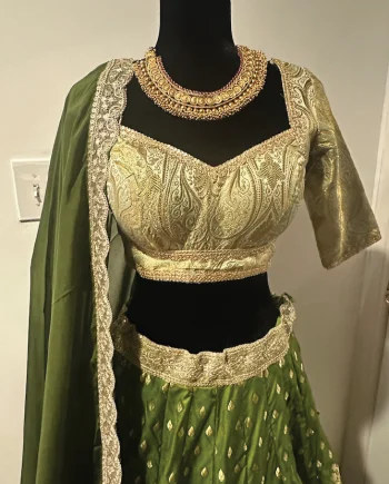 Mehndi Green Banarasii Lehnga set