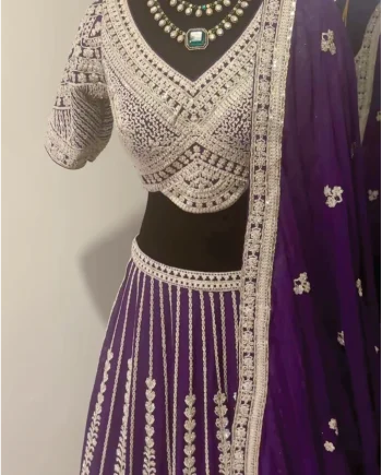 Dark Purple Georgette Lehnga