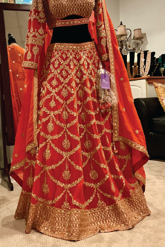 Rust Orange Embroidered Lehnga set