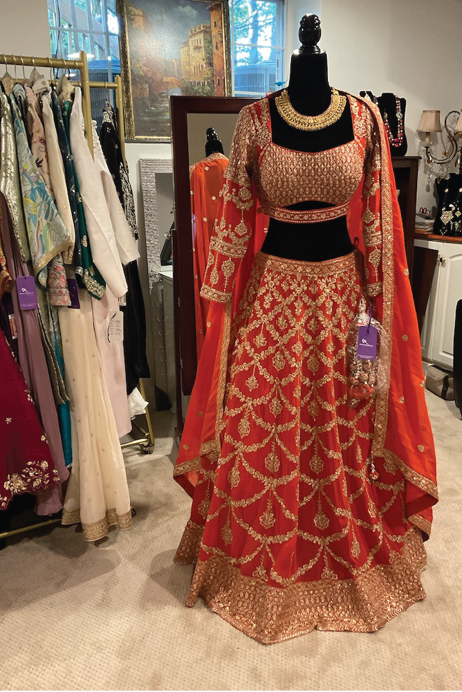 Rust Orange Embroidered Lehnga set