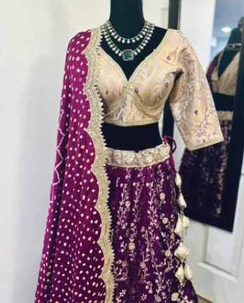 Purple Banarasi Lehnga Set